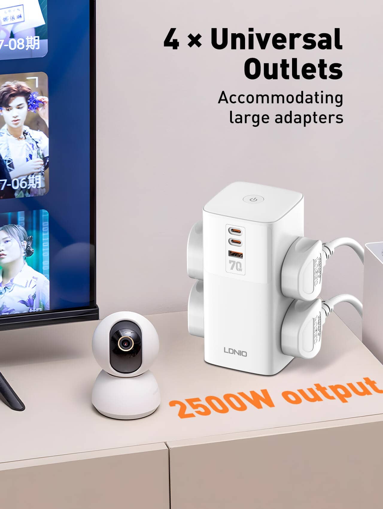 Ổ cắm điện đa năng LDNIO SC4383 - 04 chấu + 01 cổng USB-A + 02 cổng Type-C ảnh 2