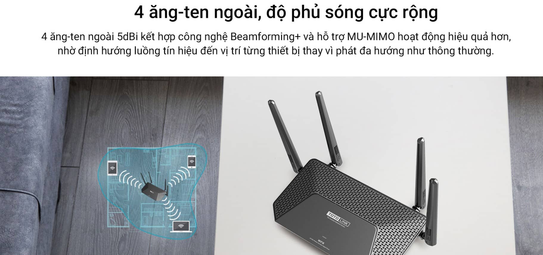 Bộ phát wifi 6 Totolink X2000R Wifi 6 Chuẩn AX1500