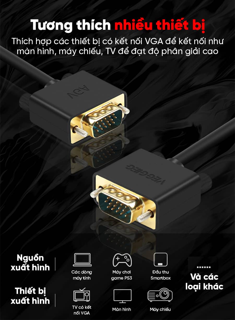 Cáp VGA 1,5m chuân 3+6 VEGGIEG VV101