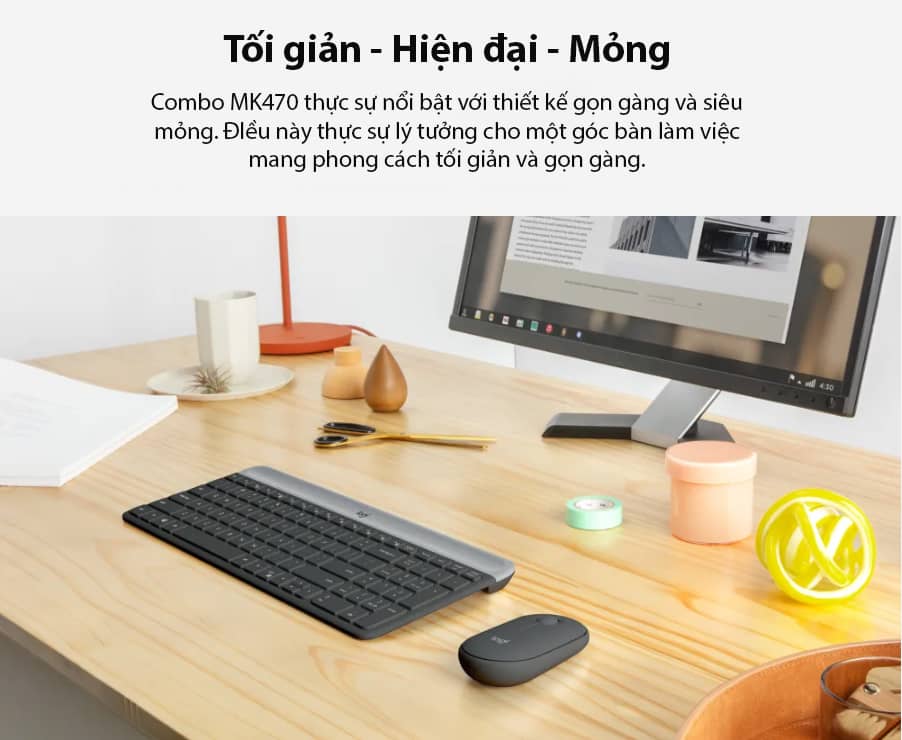 Bộ Bàn phím chuột không dây Logitech MK470 Trắng (USB) 1
