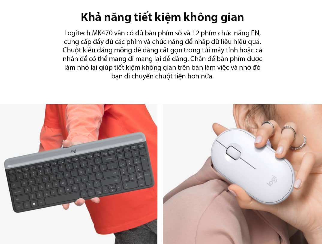 Bộ Bàn phím chuột không dây Logitech MK470 Trắng (USB) 2