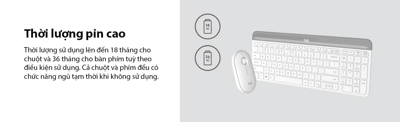 Bộ Bàn phím chuột không dây Logitech MK470 Trắng (USB) 6