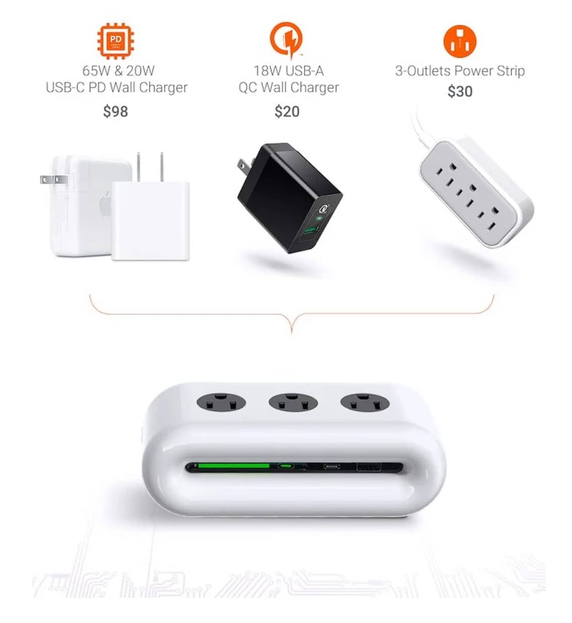 Hub sạc nhanh kiêm ổ cắm điện TORRAS Power Cloud - PD 65W - Màu trắng