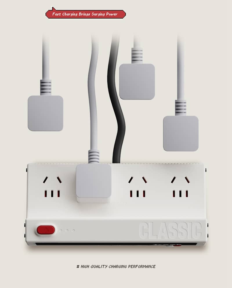 Hub sạc nhanh kiêm ổ cắm điện Trozk CLASSIC Retro TC-02 - Hình dạng máy chơi game Nintendo NES cổ điển