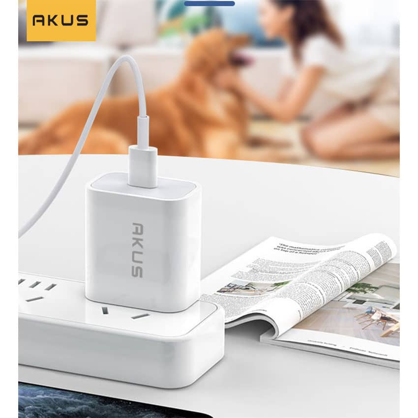 Củ sạc nhanh AKUS-PD20 PRO 20W - 01 CỔNG USB TYPE C - MÀU TRẮNG 2