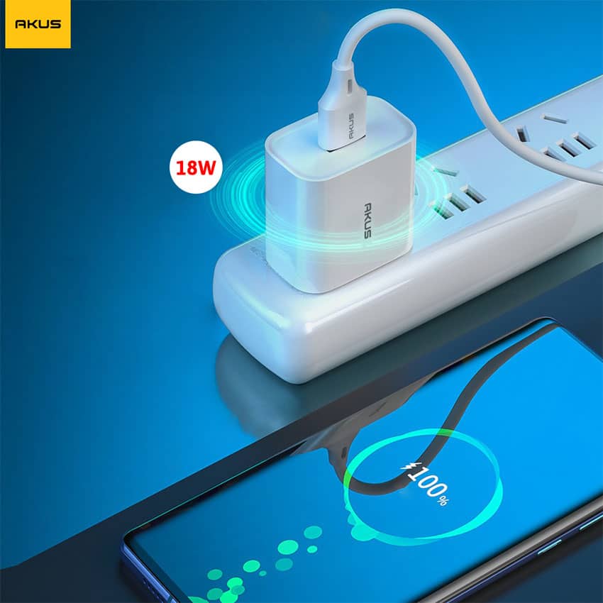 Củ sạc nhanh AKUS-SQC30 PRO - QC 3.0 18W - 01 CỔNG USB TYPE A - MÀU TRẮNG 2