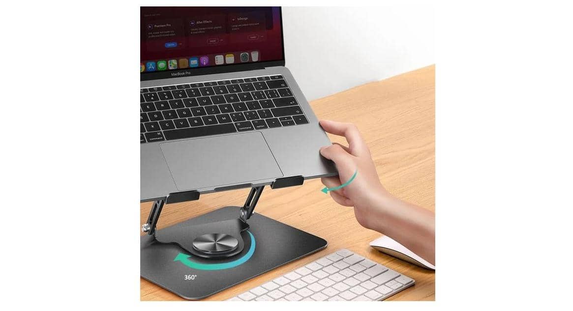 Giá đỡ Laptop/Macbook/Ipad/Tabblet E606 Đế Xoay 360 độ, Hợp Kim Thép Màu Đen