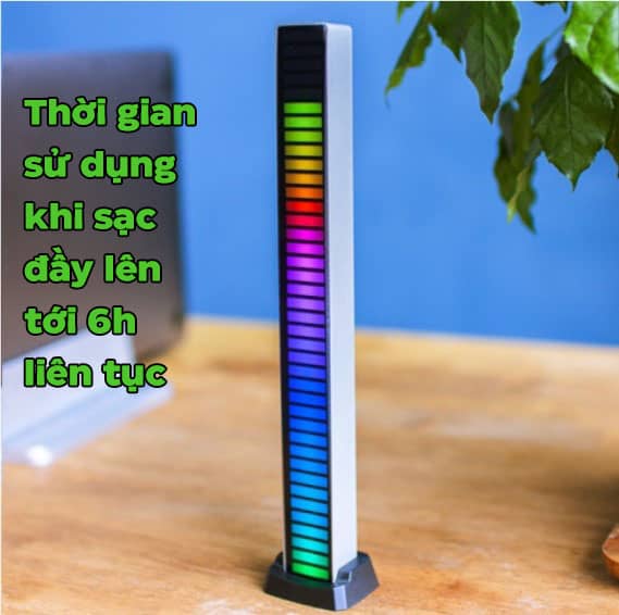 Thanh đèn LED RGB HC-001 40 bóng - Hỗ trợ cảm biến âm thanh + Điều khiển qua ứng dụng điện thoại + Pin sạc + Chân sạc Type-C - Màu bạc