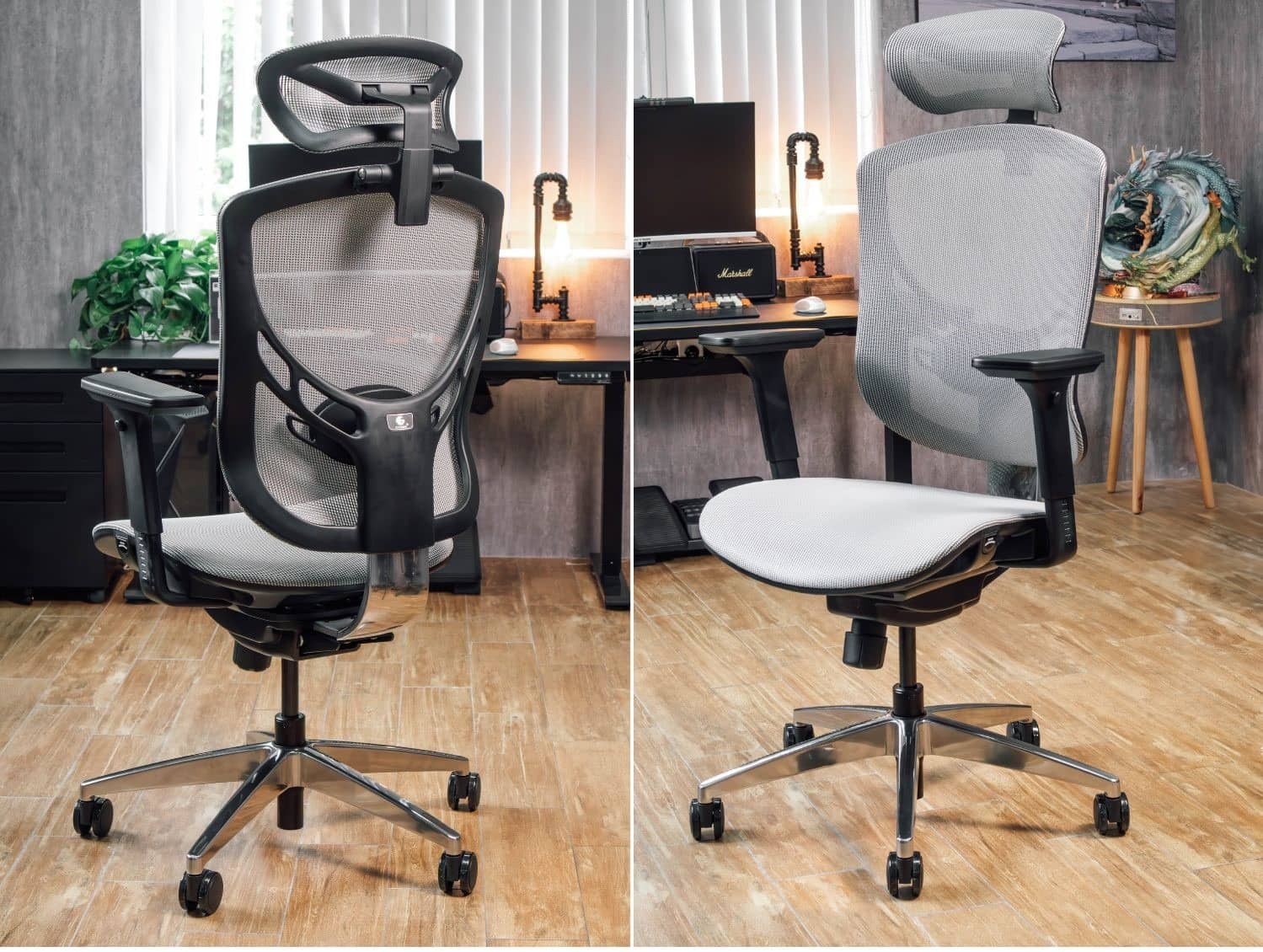 Ghế Công Thái Học GTCHAIR IVINO M - Xám (khung trắng, lưới xám)