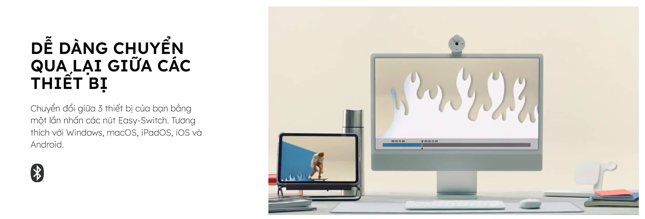 Bàn phím không dây Logitech Pebble keys 2 K380s