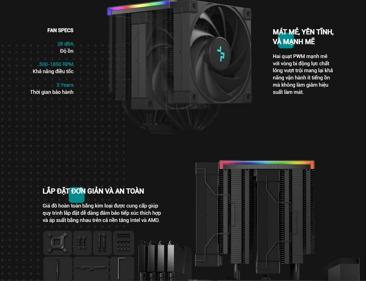 Tản nhiệt khí DEEPCOOL AK620 Digital