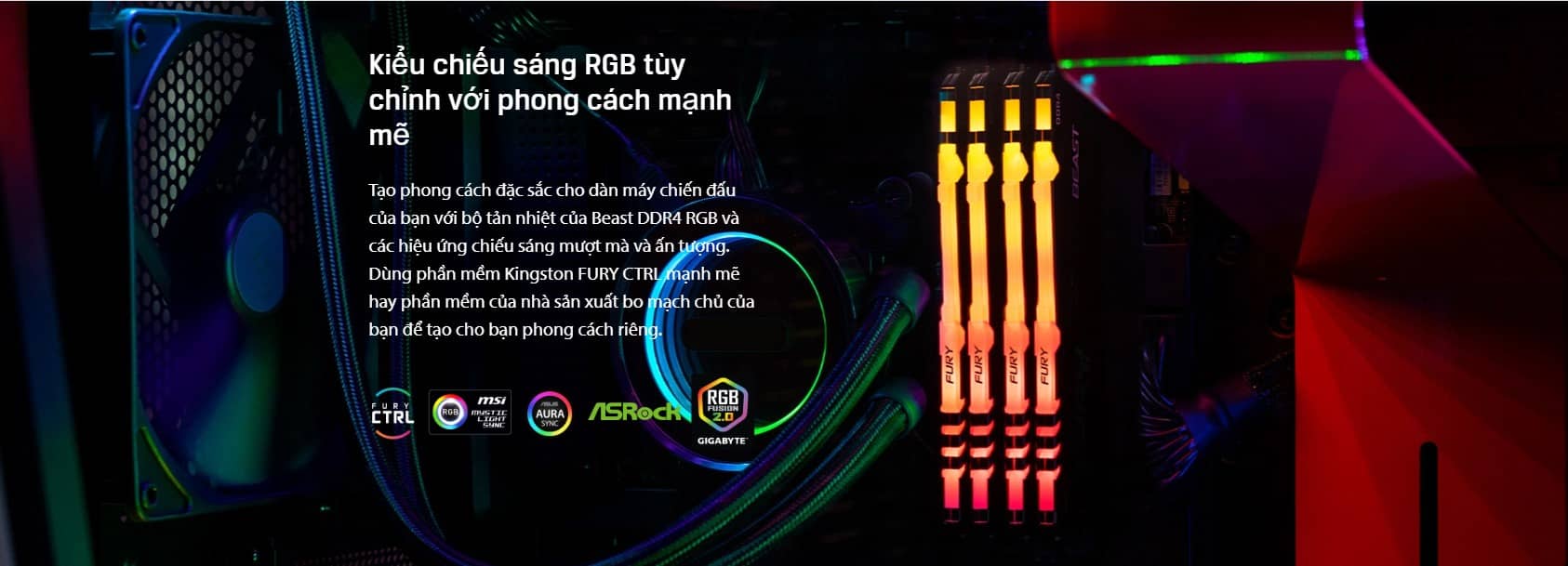 Ram Desktop Kingston Fury Beast RGB ddr4