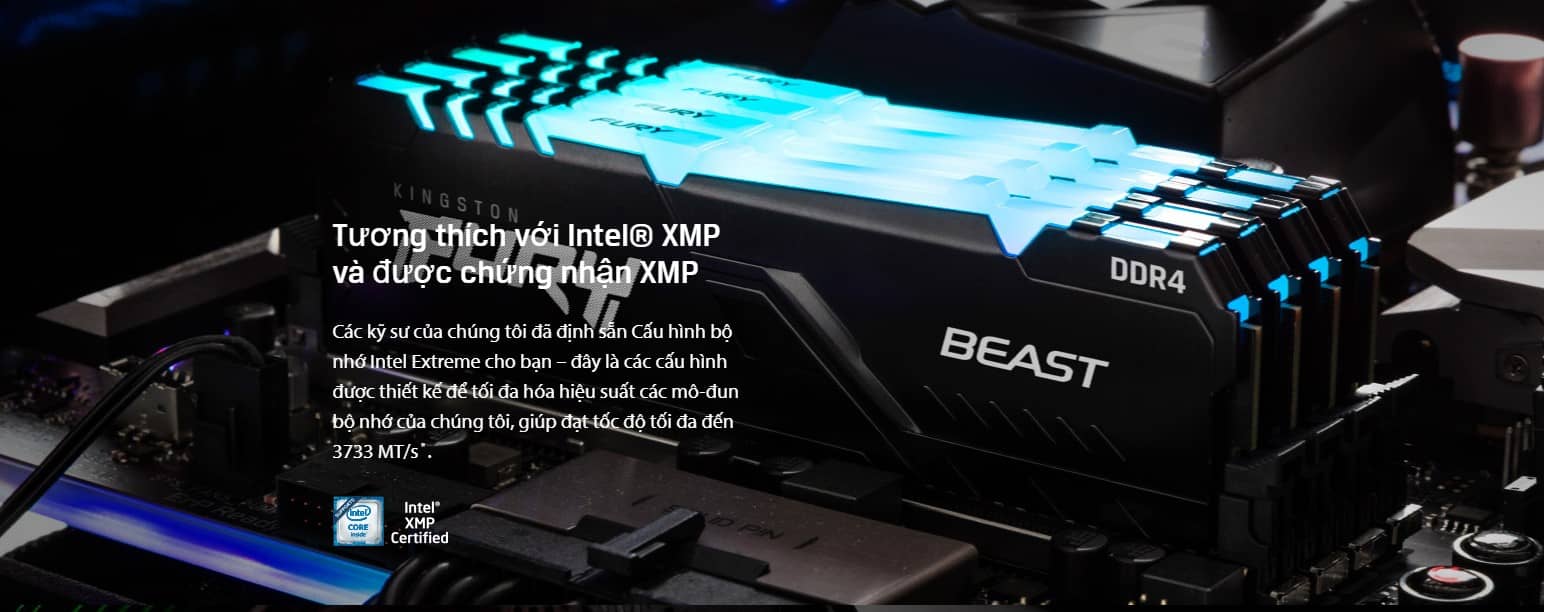 Ram Desktop Kingston Fury Beast RGB ddr4