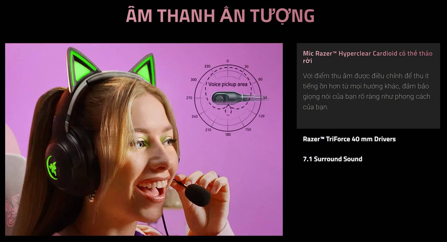 Tai nghe gaming có dây Razer Kraken Kitty V2 Pink _ RZ04-04730200-R3M1