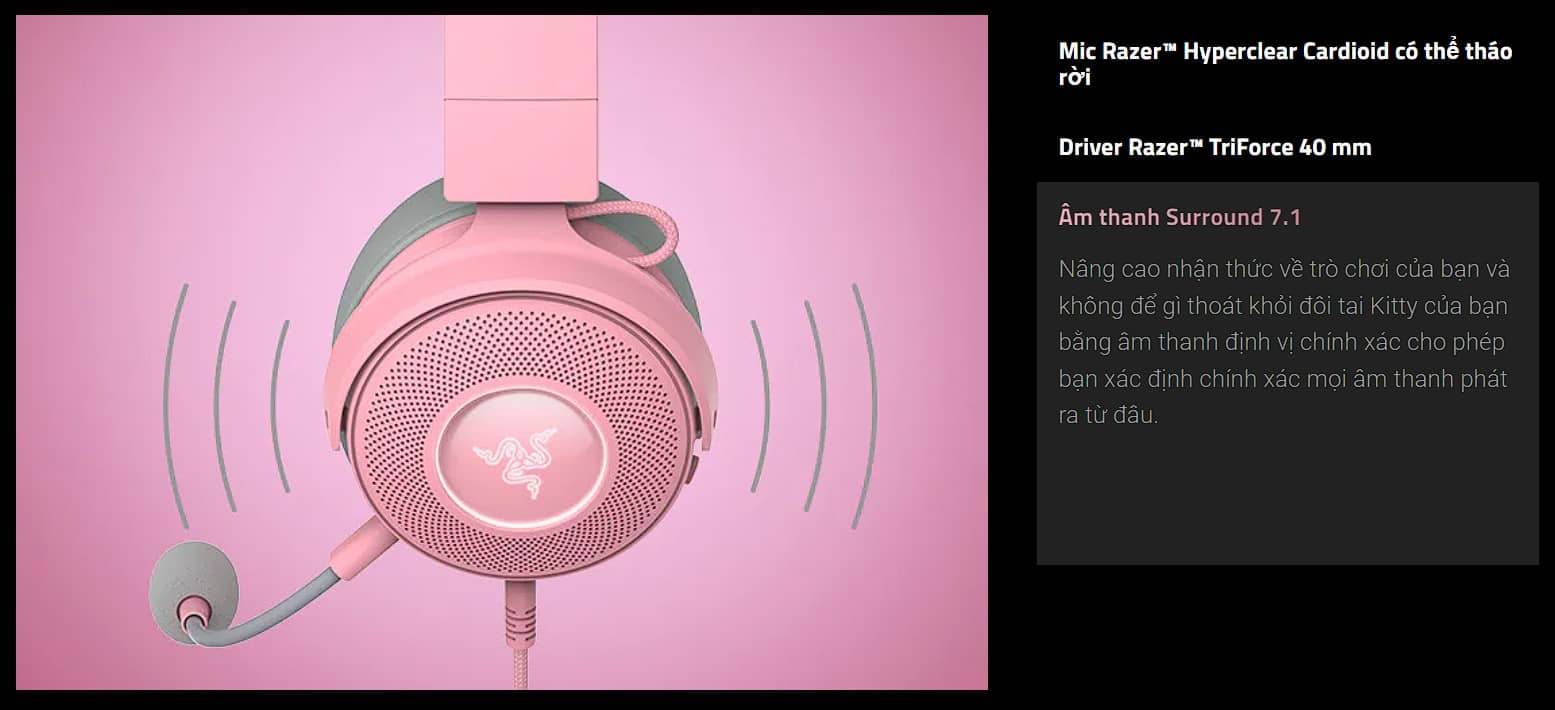Tai nghe gaming có dây Razer Kraken Kitty V2 Pink _ RZ04-04730200-R3M1