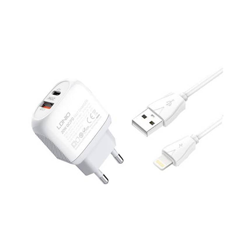 Củ sạc nhanh LDNIO PD 20W A2313C kèm cáp Type-C to Type-C