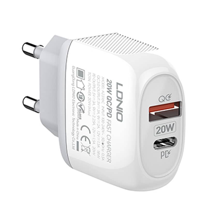 Củ sạc nhanh LDNIO PD 20W A2313C kèm cáp Type-C to Type-C 2