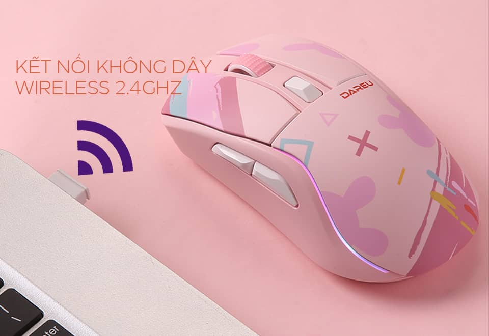 Chuột chơi game không dây Dareu A950 Candy pink _TM243F08602R
