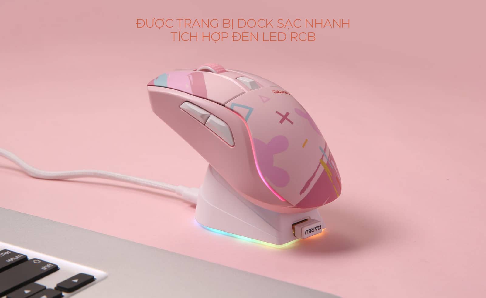 Chuột chơi game không dây Dareu A950 Candy pink _TM243F08602R
