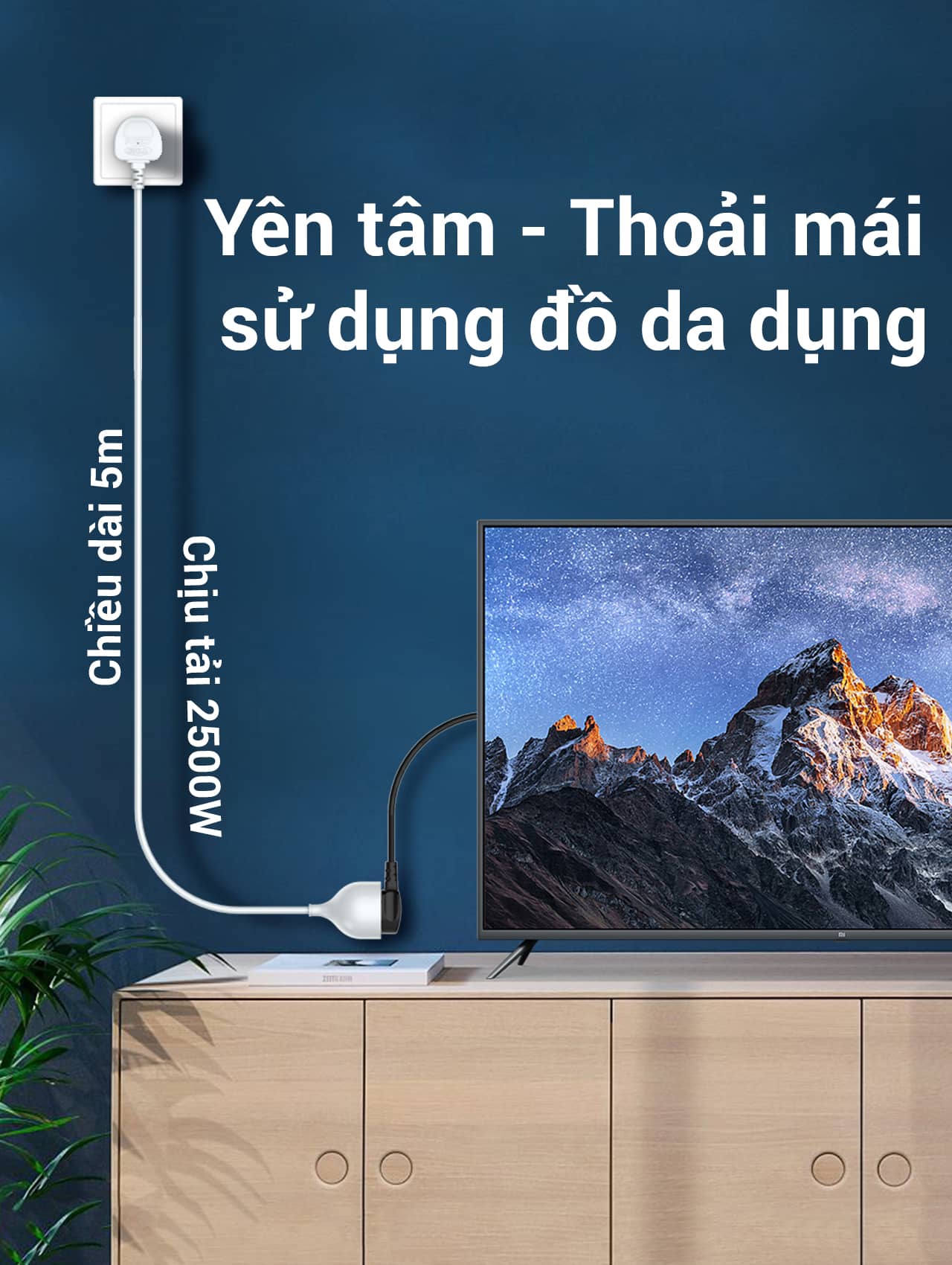 Ổ cắm điện nối dài LDNIO SC1017 - 01 chấu - Dài 05 mét - Chuẩn chân cắm EU