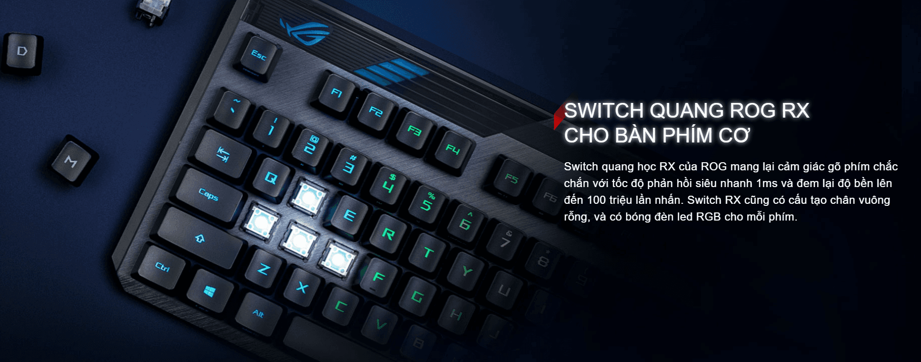 Bàn phím cơ không dây Asus ROG Claymore II (RGB RX optical Blue sw) 2