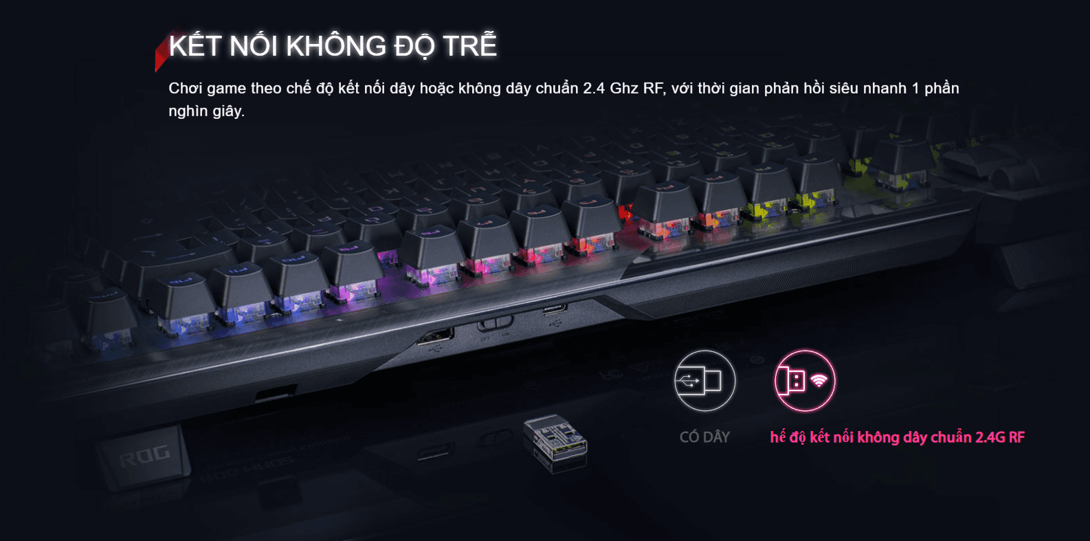 Bàn phím cơ không dây Asus ROG Claymore II (RGB RX optical Blue sw) 3