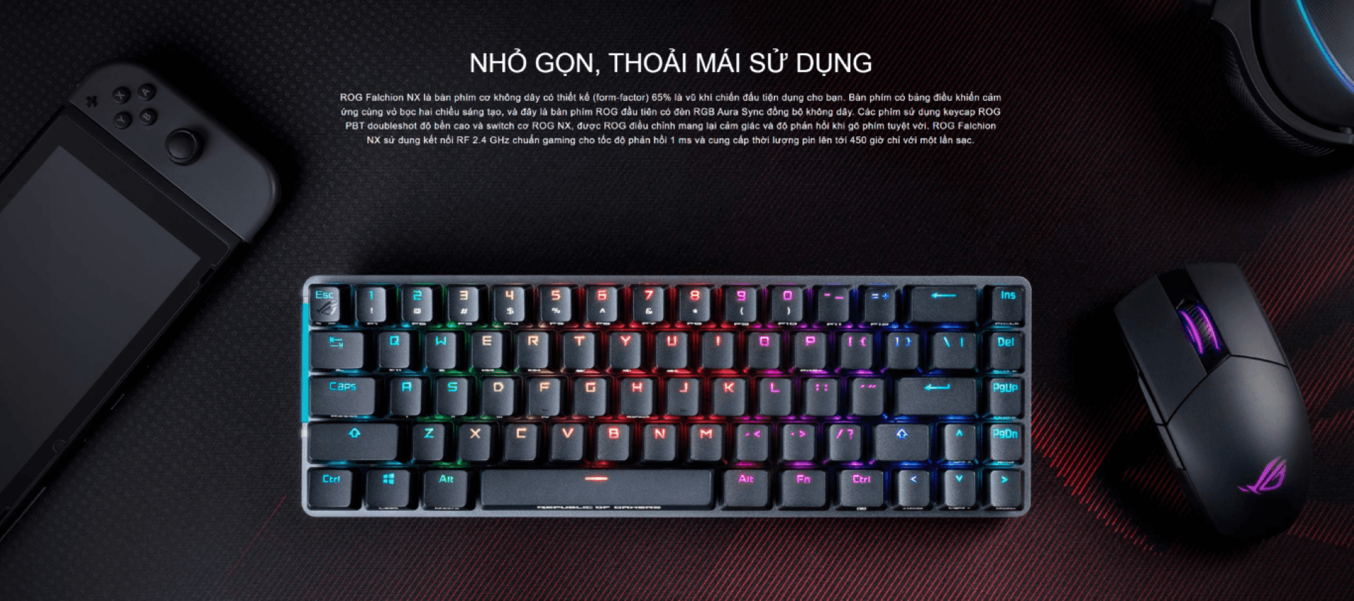 Bàn phím không dây Asus ROG Falchion NX Red sw (USB/RGB)