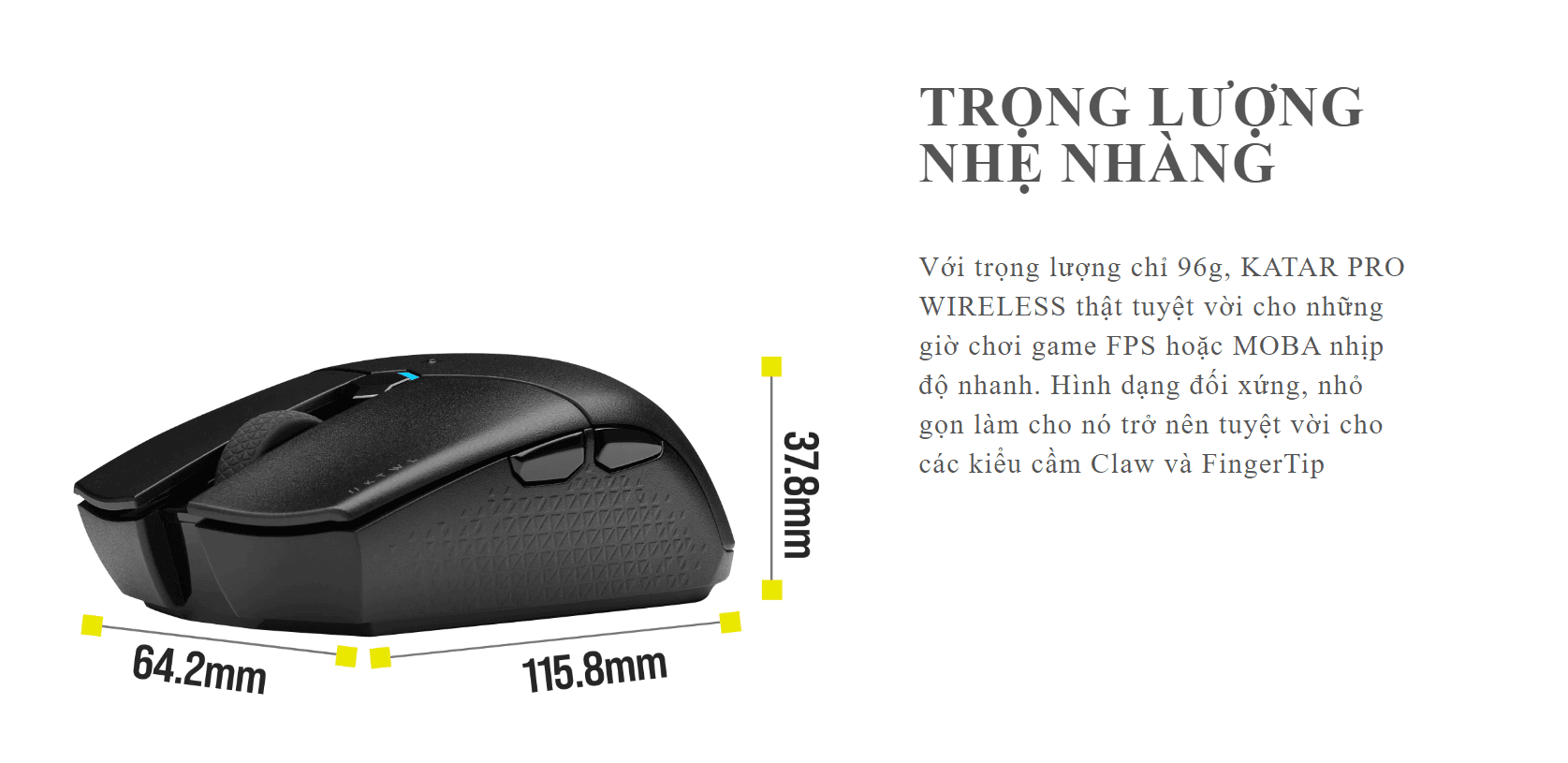 Chuột không dây Corsair Katar Pro (PMW3325) (CH-931C011-AP) 3
