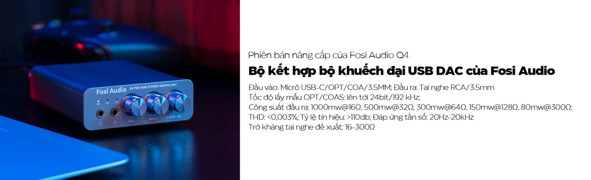 Bộ giải mã tín hiệu âm thanh Fosi Audio K5 Pro - Màu xám