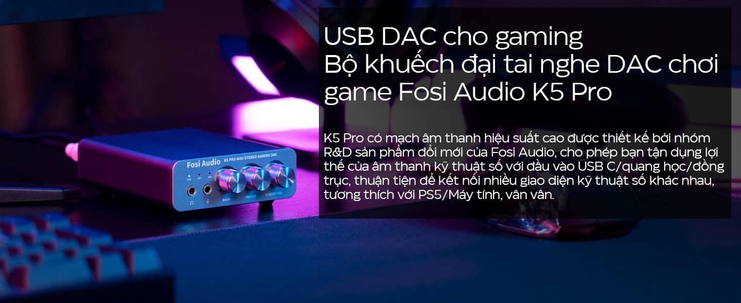 Bộ giải mã tín hiệu âm thanh Fosi Audio K5 Pro - Màu xám