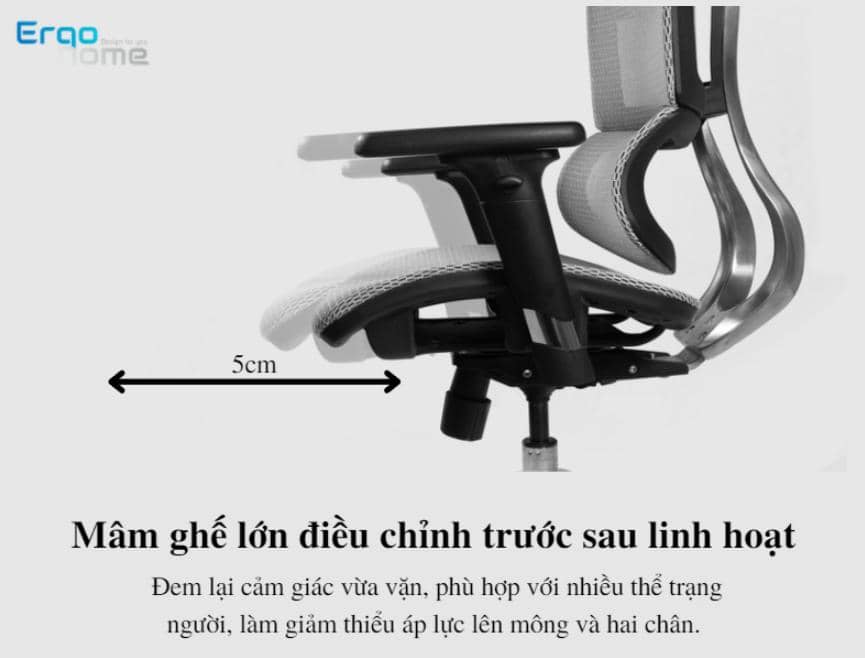 Ghế công thái học ERGOHOME NOVA (Khung đen, lưới đen) 8