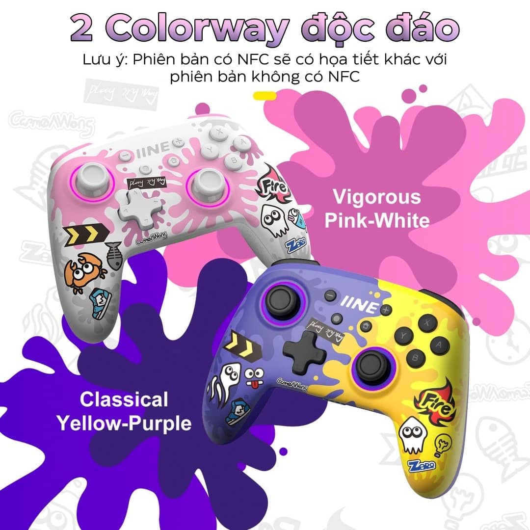 Tay cầm chơi game PMW (IINE) Splatoon 3 cho Nintendo Switch/Switch Lite/Switch OLED