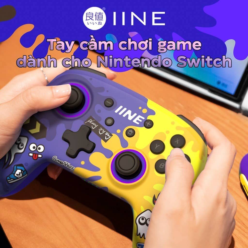 Tay cầm chơi game PMW (IINE) Splatoon 3 cho Nintendo Switch/Switch Lite/Switch OLED