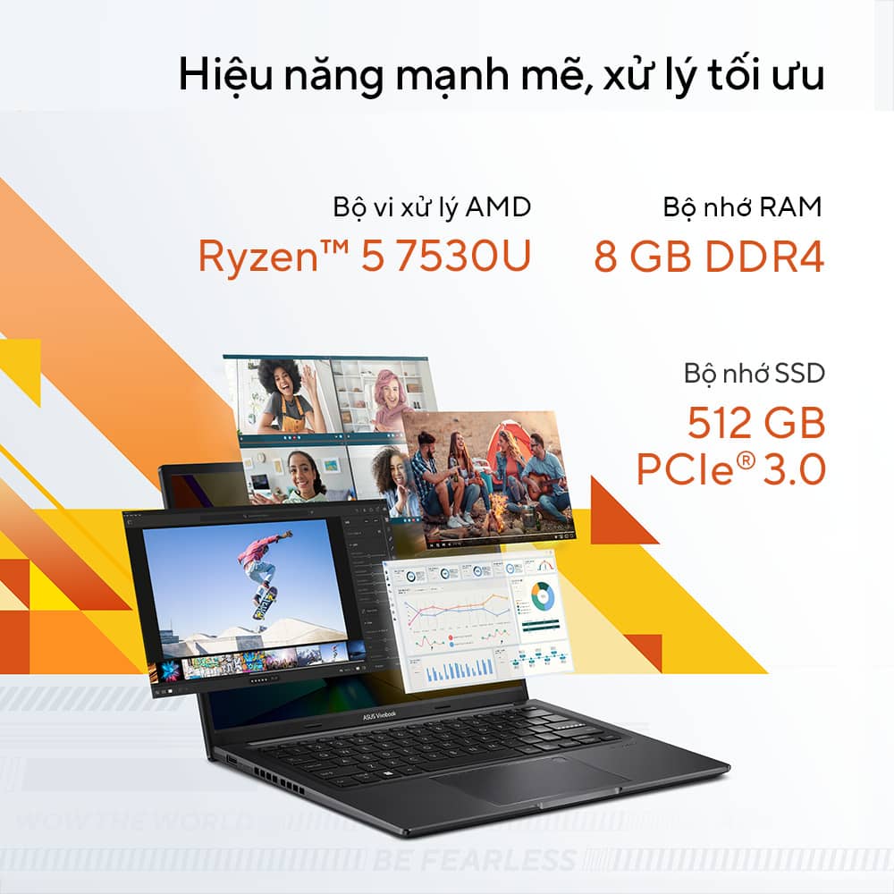 Laptop Asus VivoBook M1405YA-KM047W (R5 7530U/8GB RAM/512GB SSD/14 Oled/Win11/Bạc)