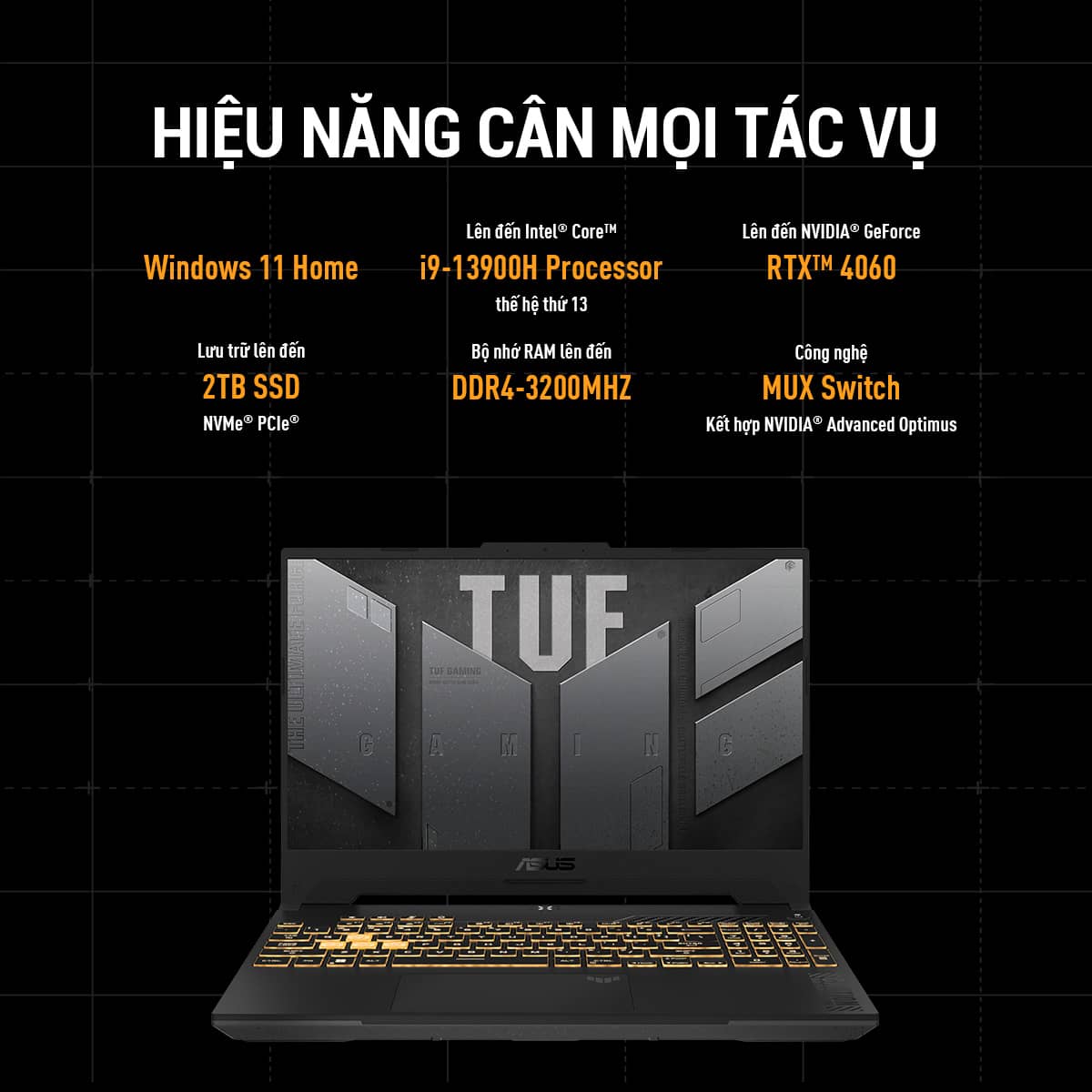 Laptop Asus Gaming TUF FX507VU-LP198W (i7 13620H/8GB RAM/512GB SSD/15.6 FHD 144hz/RTX4050 6GB/Win11/Xám) ảnh 3