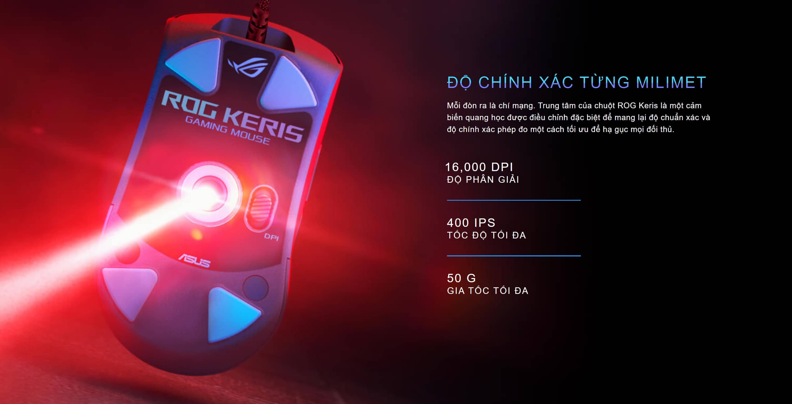 Chuột Asus ROG Keris (USB/RGB/màu đen)