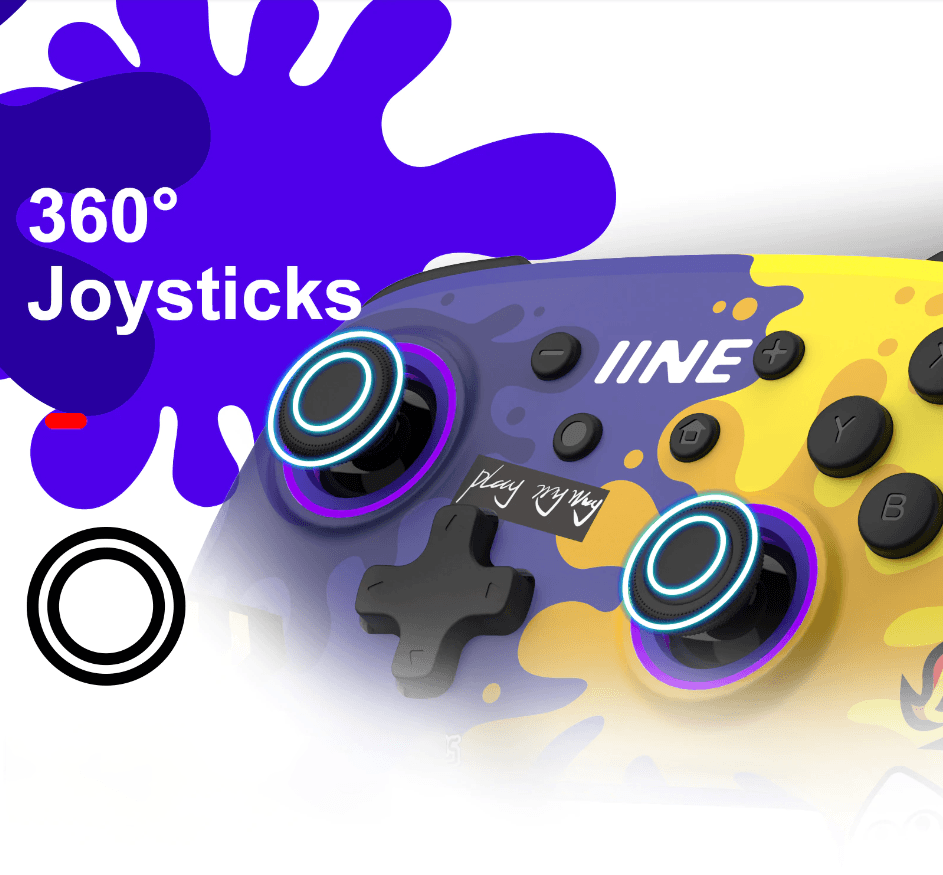 Tay cầm chơi game IINE Splatoon 3 cho Nintendo Switch/Switch Lite/Switch OLED ,Màu Tím Pha Vàng 9