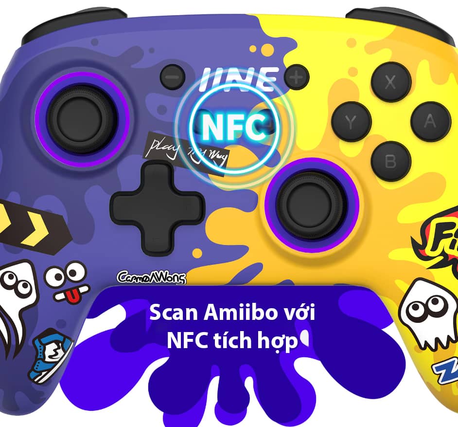 Tay cầm chơi game IINE Splatoon 3 cho Nintendo Switch/Switch Lite/Switch OLED ,Màu Tím Pha Vàng 7