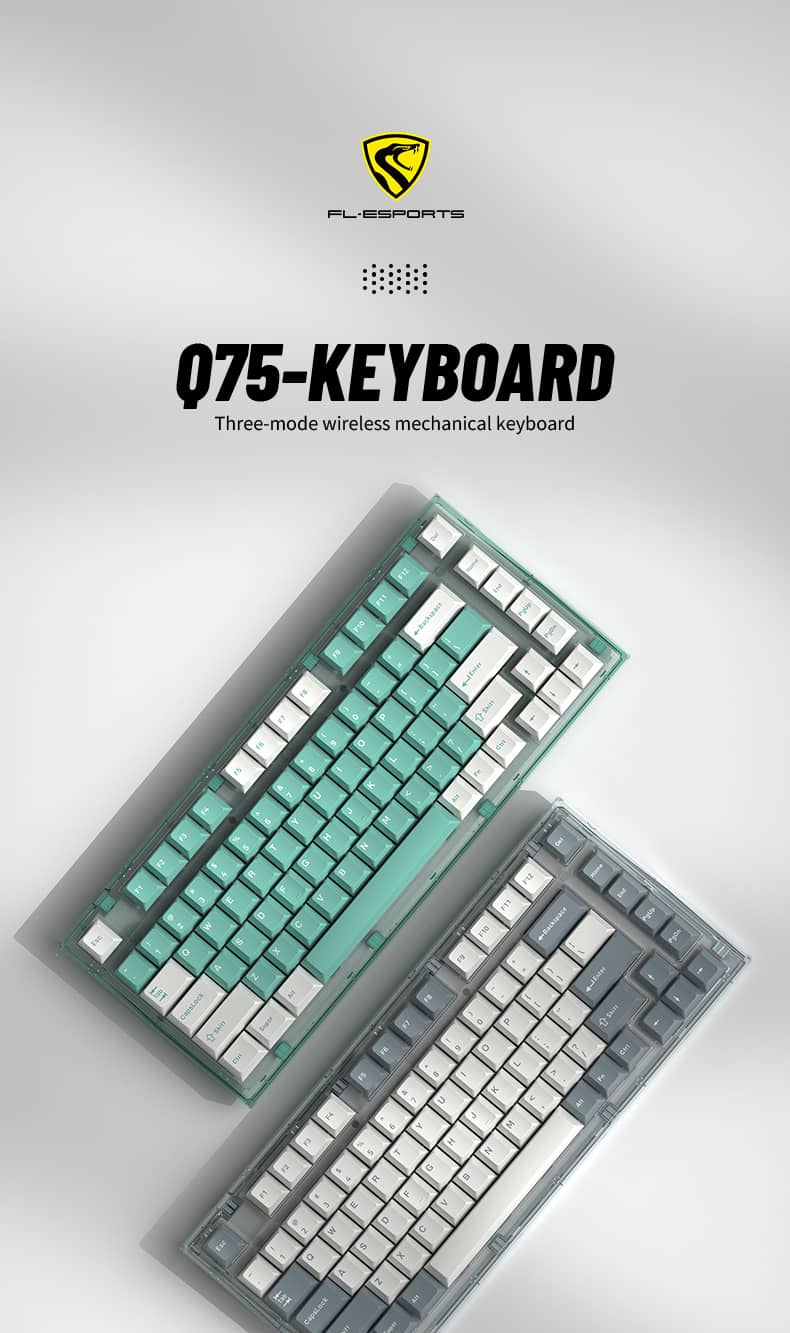 Bàn phím cơ Không dây FL-Esport Q75 Blue Haze 3 Mode Jellyfish sw 1
