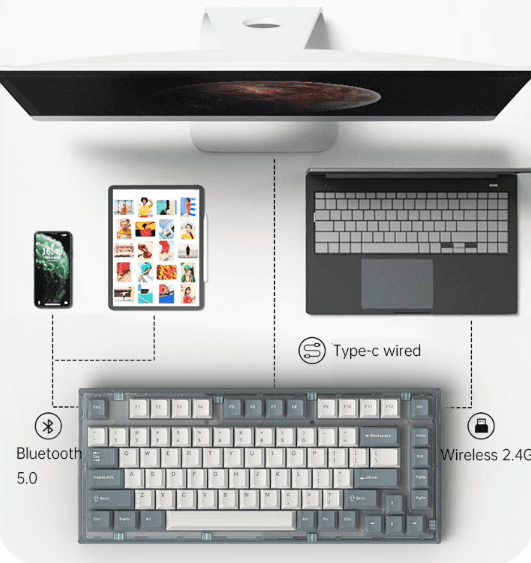 Bàn phím cơ Không dây FL-Esport Q75 Blue Haze 3 Mode Jellyfish sw 3