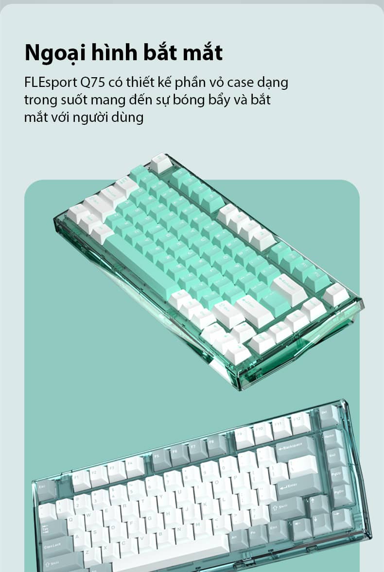Bàn phím cơ Không dây FL-Esport Q75 Blue Haze 3 Mode Jellyfish sw 2