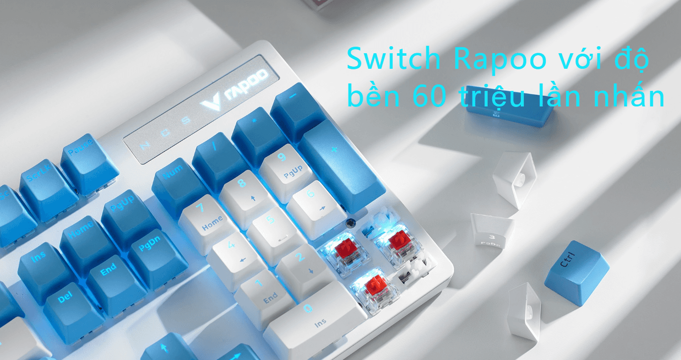 Bàn phím cơ gaming có dây Rapoo V500 Pro White Cerulean 2