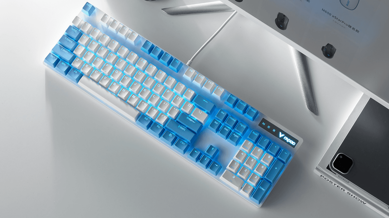 Bàn phím cơ gaming có dây Rapoo V500 Pro White Cerulean 1