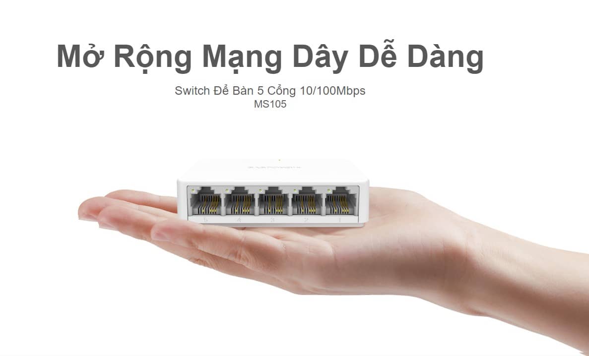 Switch Chia Mạng Mercusys MS105 (5 Cổng 10/100Mbps vỏ nhựa)