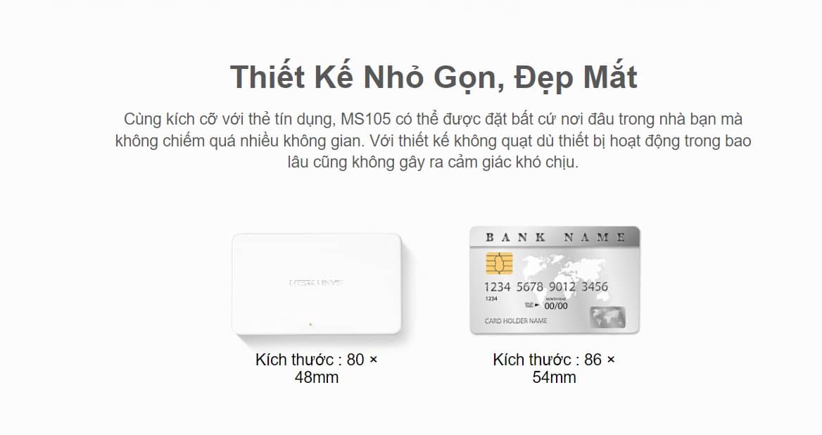 Switch Chia Mạng Mercusys MS105 (5 Cổng 10/100Mbps vỏ nhựa)