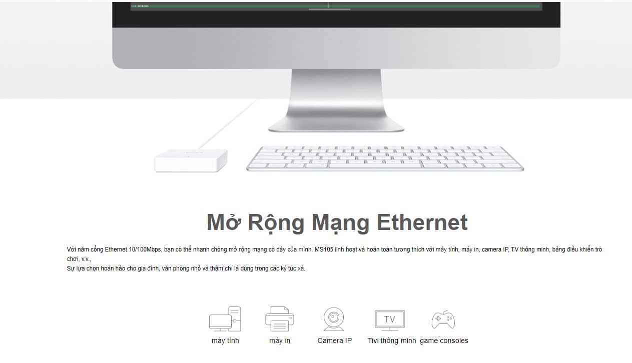 Switch Chia Mạng Mercusys MS105 (5 Cổng 10/100Mbps vỏ nhựa)