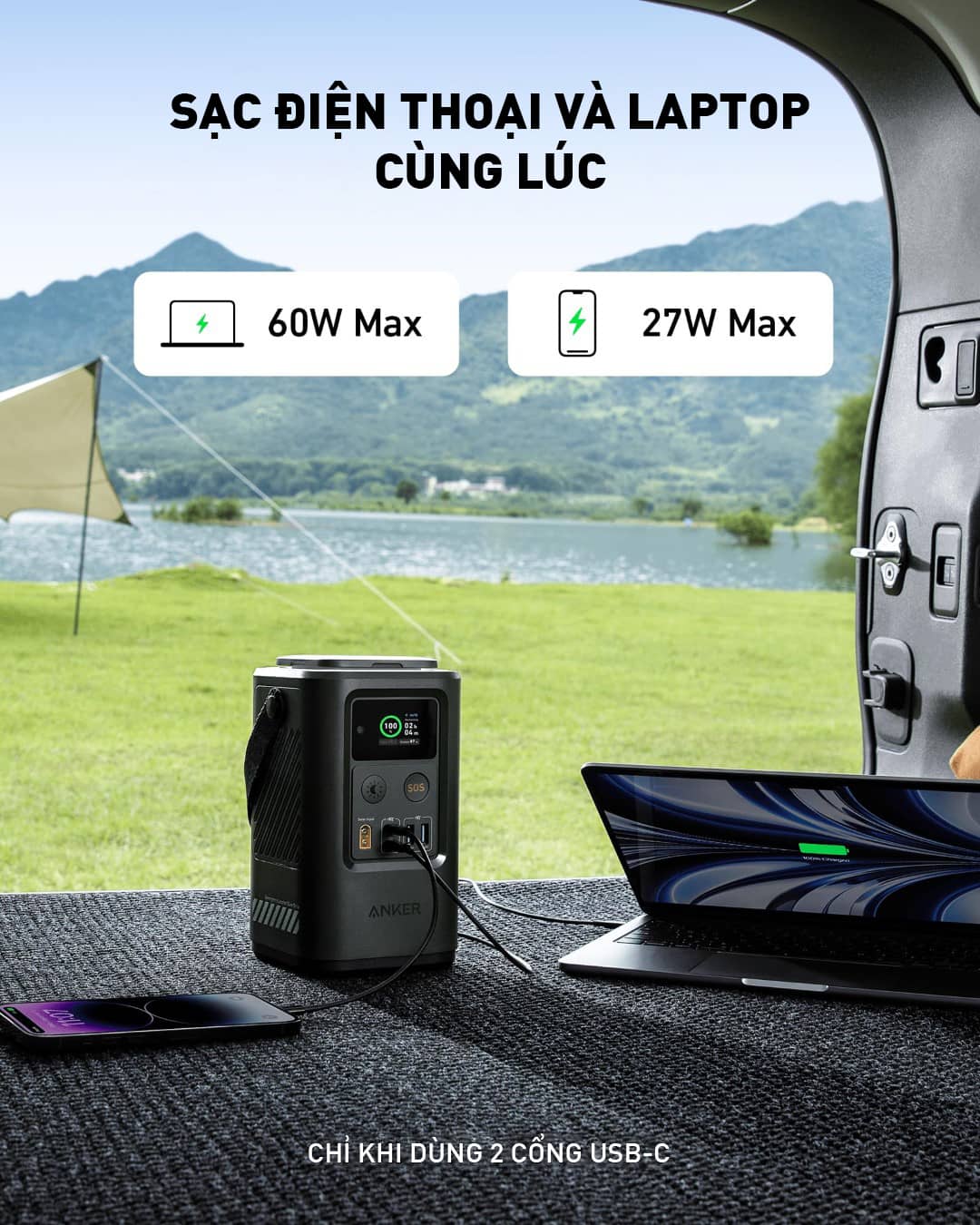 Trạm sạc dự phòng Anker 548 - A1294 - 60.000mAh - Màu đen