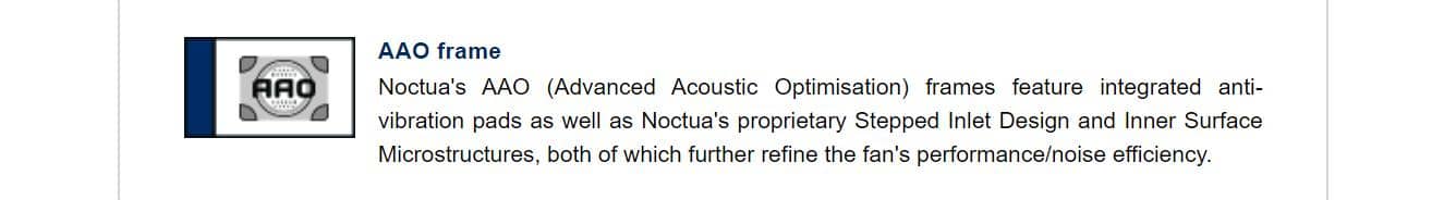 Bộ khung của Fan Case NOCTUA NF-A12x15 PWM -Slim fan tích hợp các miếng dán chống rung, ngoài ra với thiết kế gom gió vào và hướng gió ra sẽ tập trung luồng khí cho linh kiện của bạn.