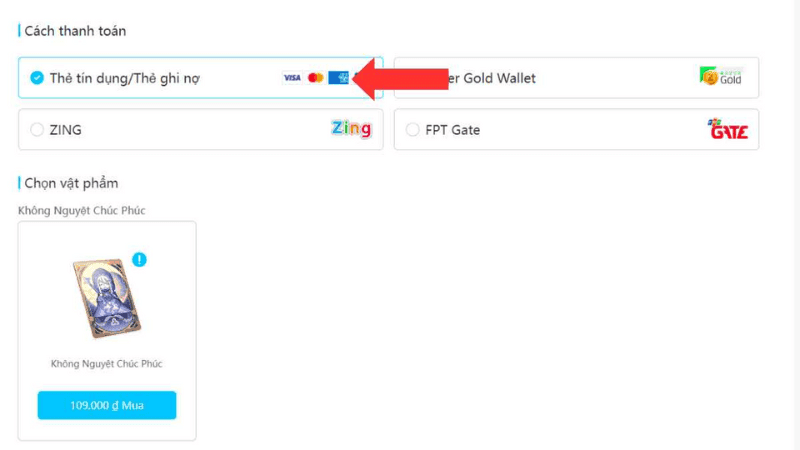 Nạp Genshin Impact bằng thẻ tín dụng