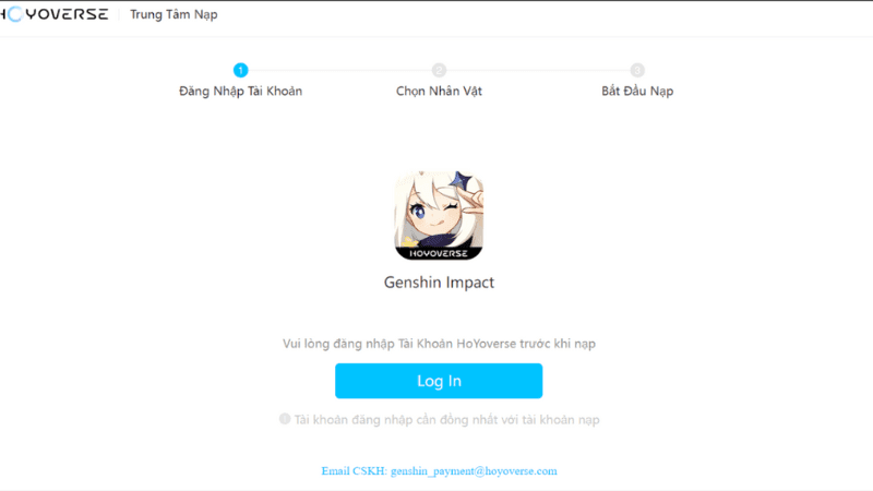 Đăng nhập nạp Genshin Impact